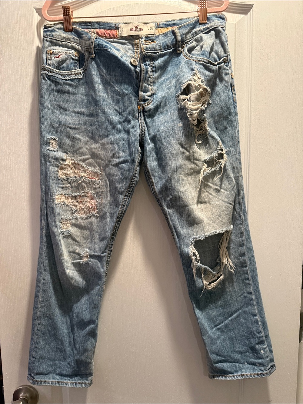 Hollister Light Blue Distressed Boyfriend Jeans